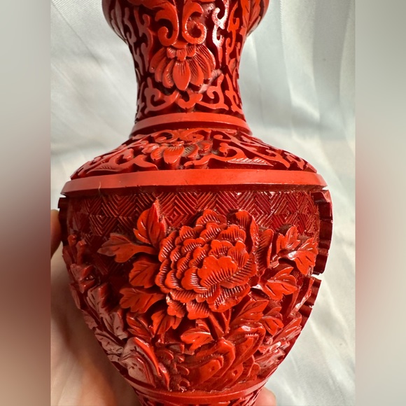 Vintage Cinnabar Blue Enamel Brass Vase. Approximate height 6.5” - Picture 5 of 8